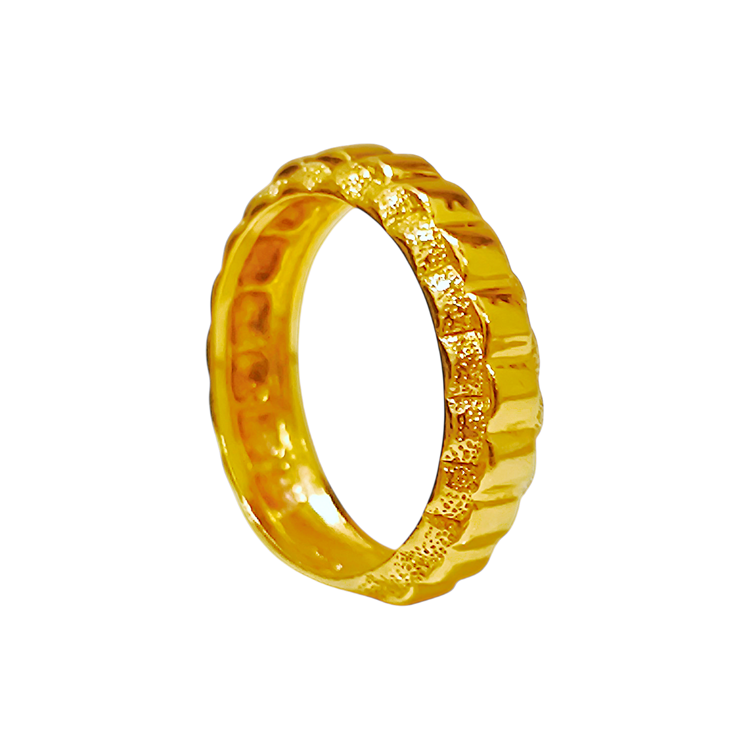10K Yellow Gold Fluted Band Ring 3.24g  Textured Beveled Edge Band (5)