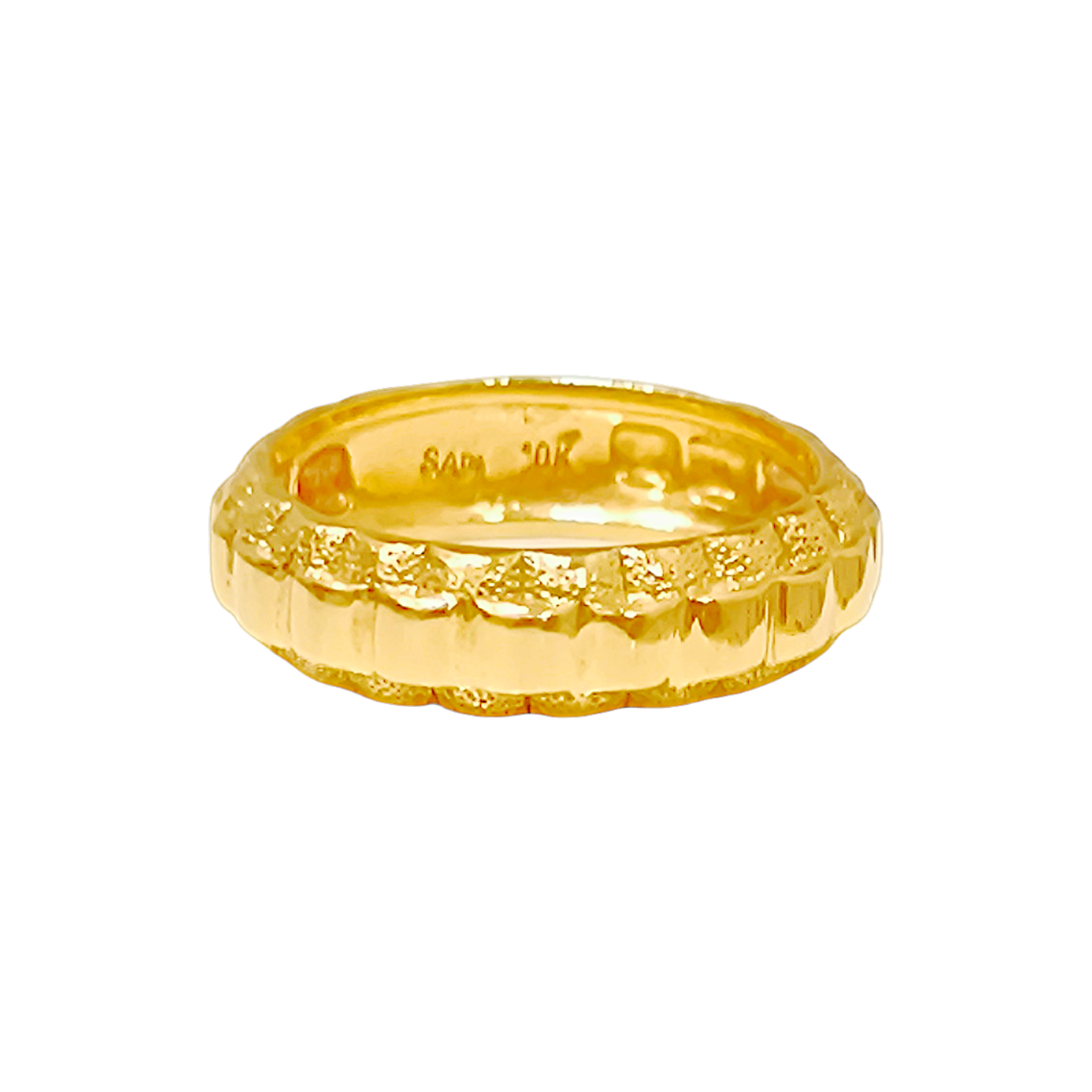 10K Yellow Gold Fluted Band Ring 3.24g  Textured Beveled Edge Band (2)