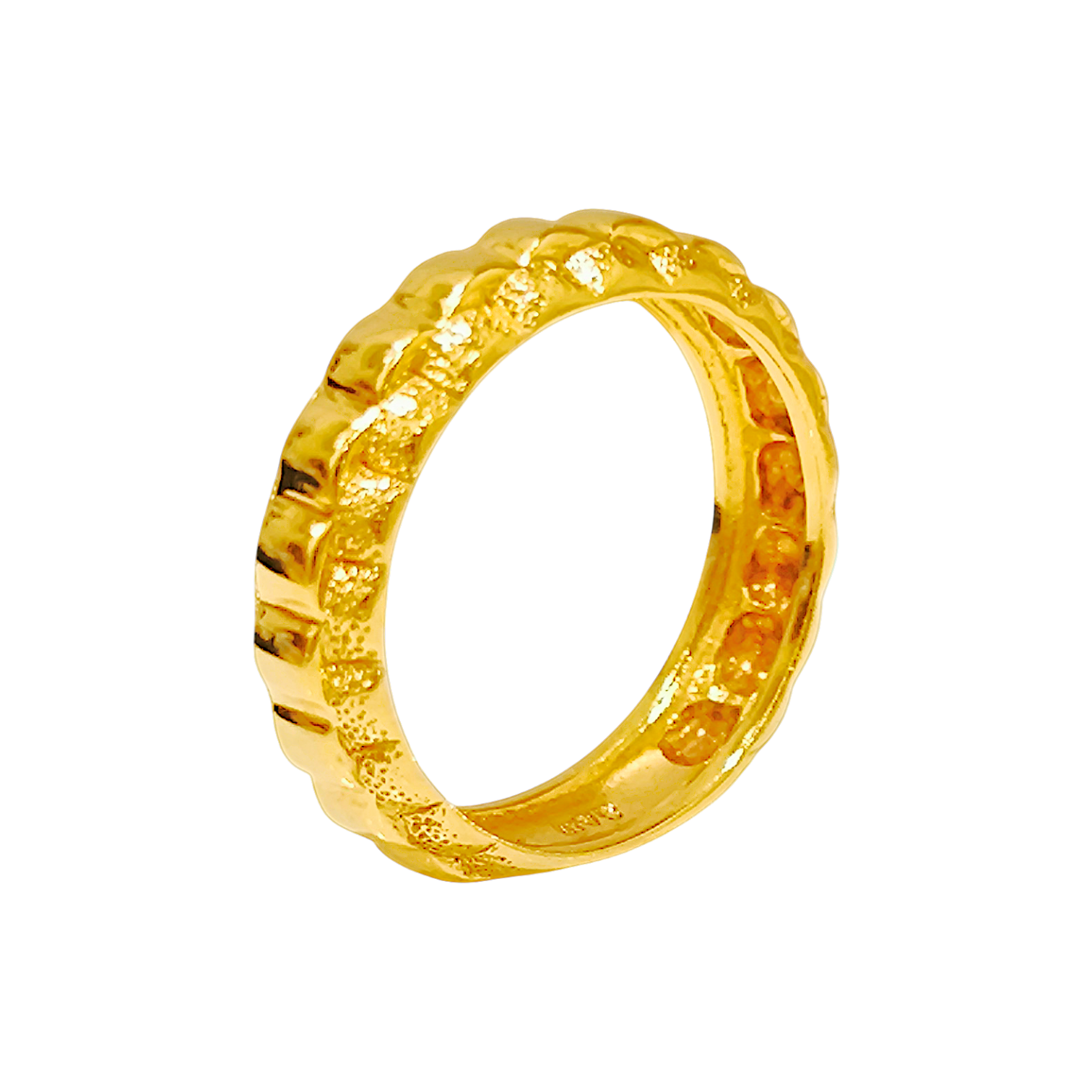 10K Yellow Gold Fluted Band Ring 3.24g  Textured Beveled Edge Band (1)
