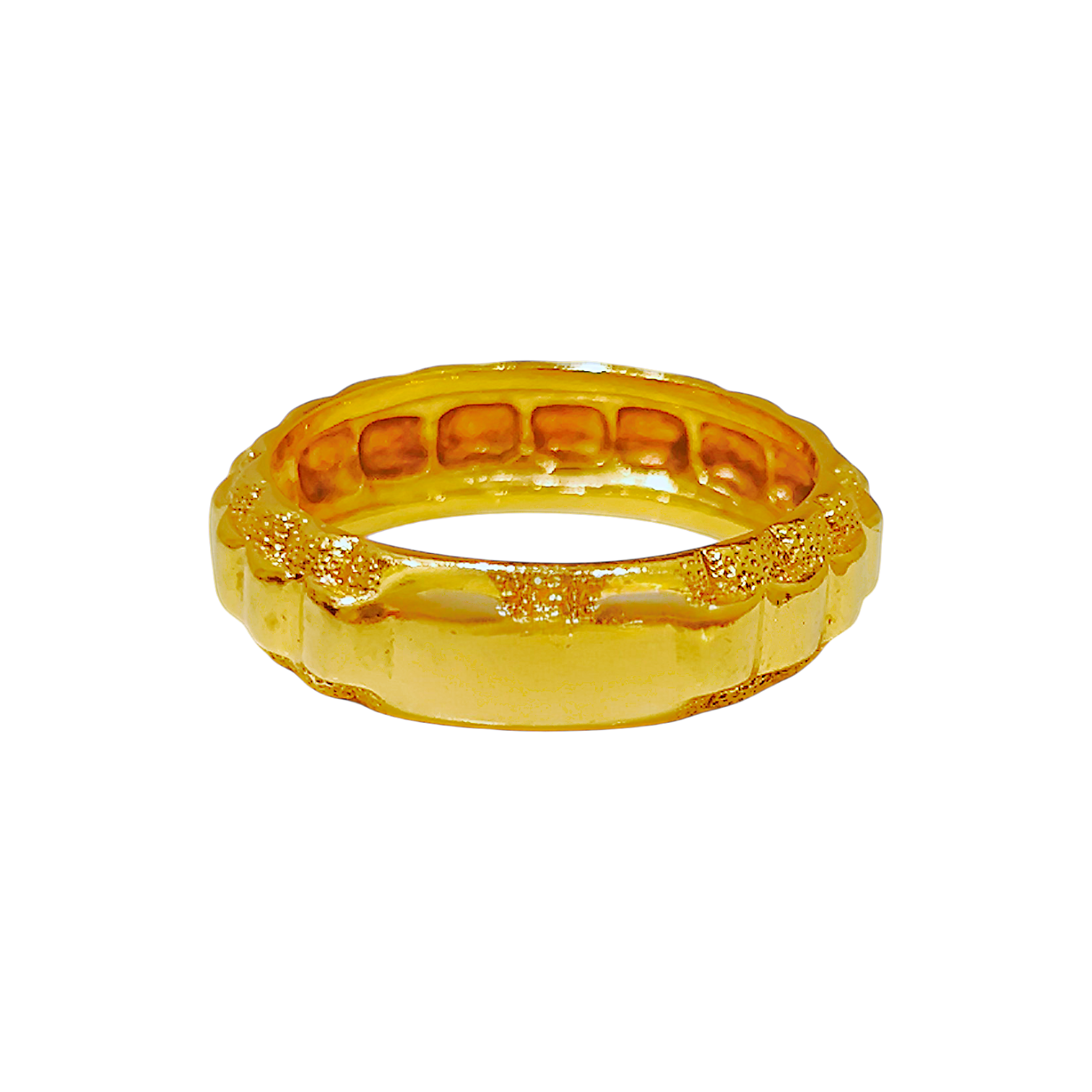 10K Yellow Gold Fluted Band Ring 3.24g  Textured Beveled Edge Band (3)