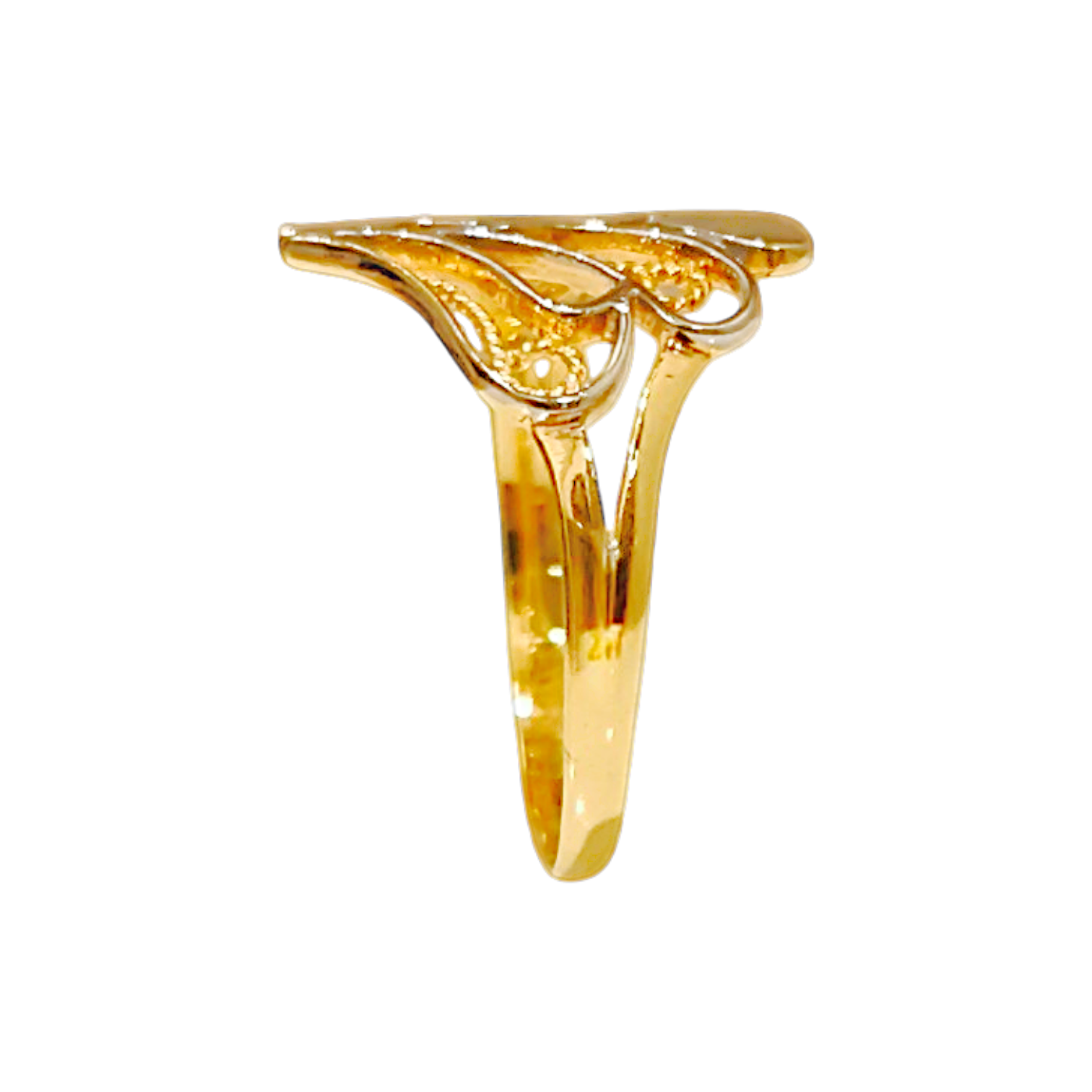 1.34g 10K Yellow Gold Filigree Heart Ring  Openwork Tiara Lace Band (5)