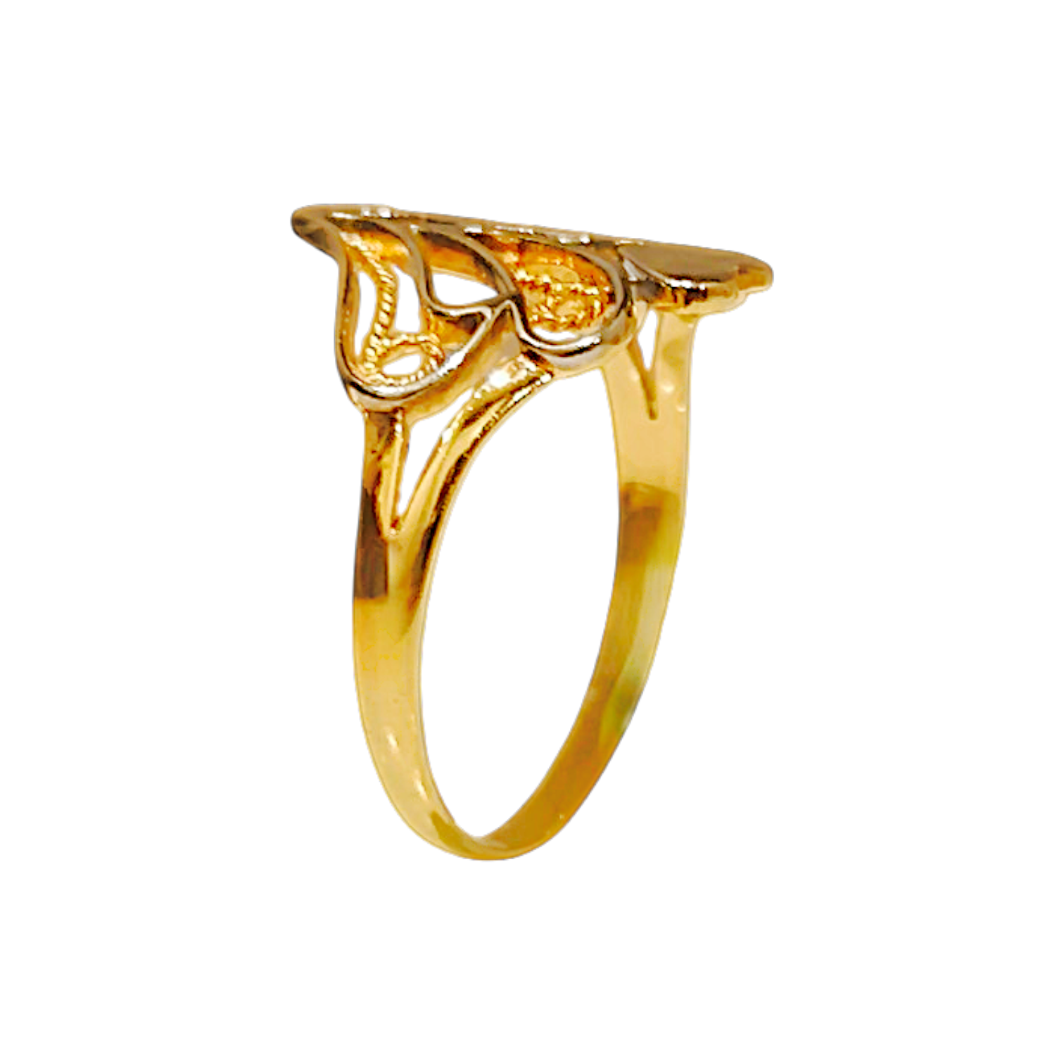1.34g 10K Yellow Gold Filigree Heart Ring  Openwork Tiara Lace Band