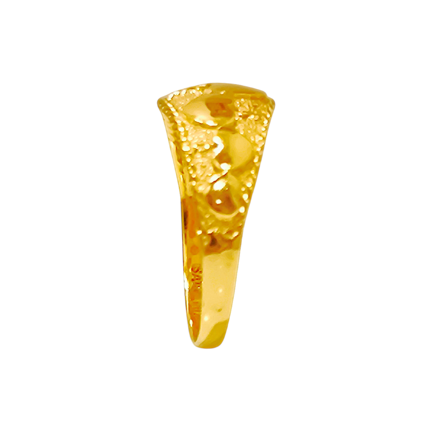 1.67g 10K Yellow Gold Multi-Heart Ring  Stippled Frosted Signet Band (4)