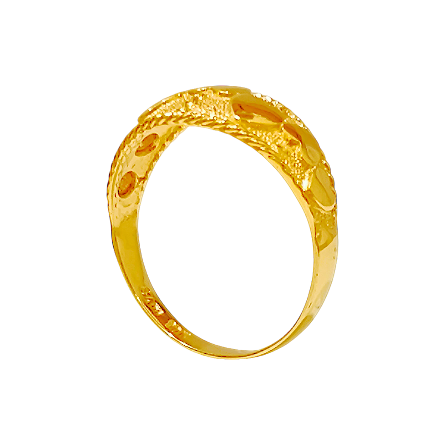 1.67g 10K Yellow Gold Multi-Heart Ring  Stippled Frosted Signet Band (3)
