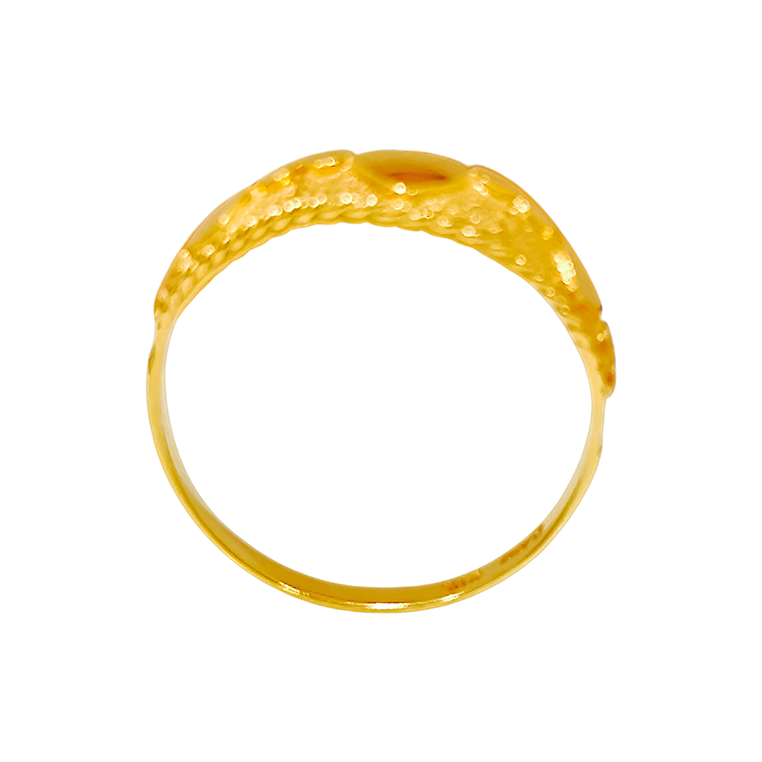 1.67g 10K Yellow Gold Multi-Heart Ring  Stippled Frosted Signet Band (6)