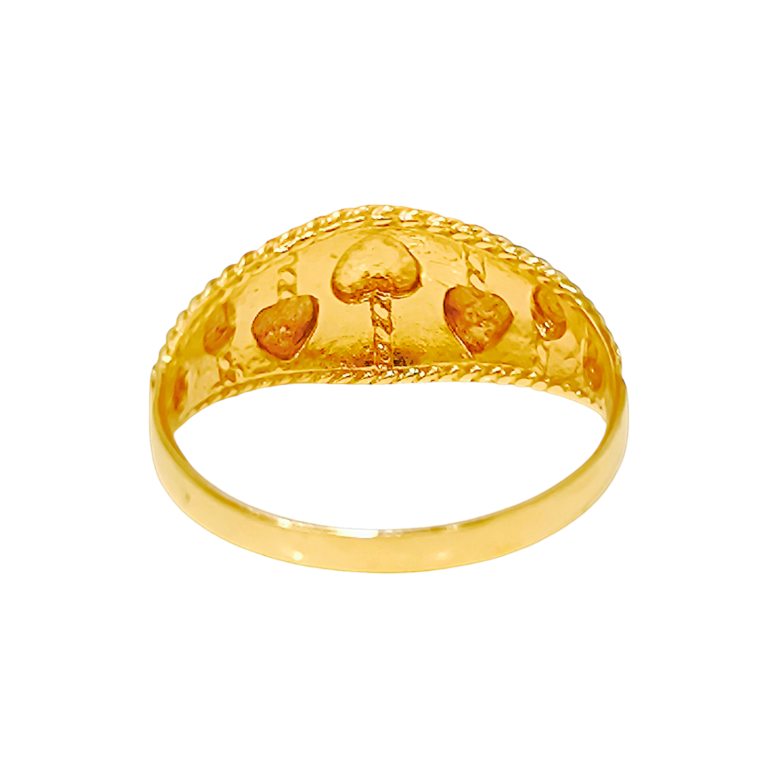 1.67g 10K Yellow Gold Multi-Heart Ring  Stippled Frosted Signet Band (1)