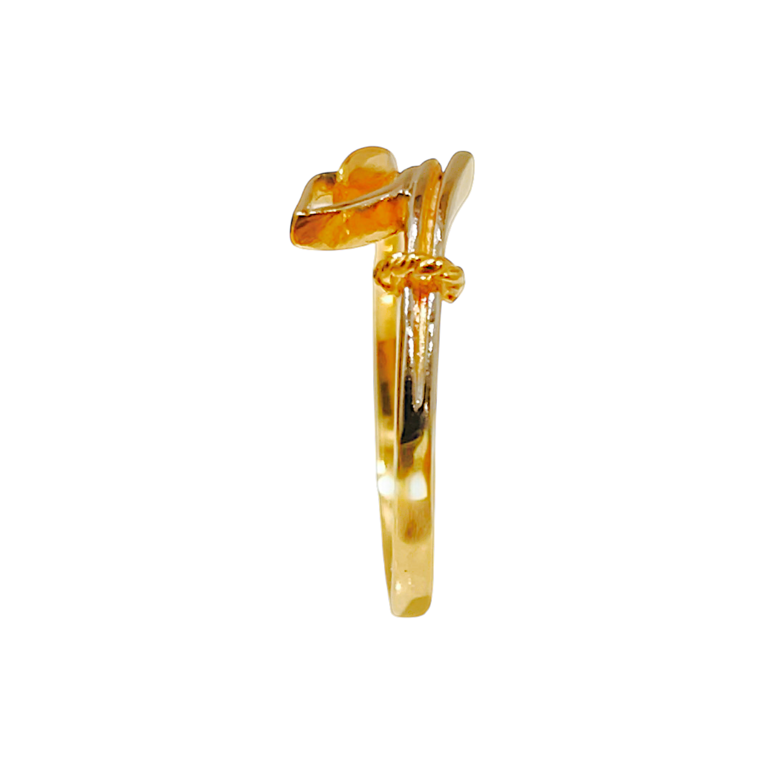 1.42g 10K Yellow Gold Openwork Leaf Ring  Delicate Botanical Bypass Band (3)