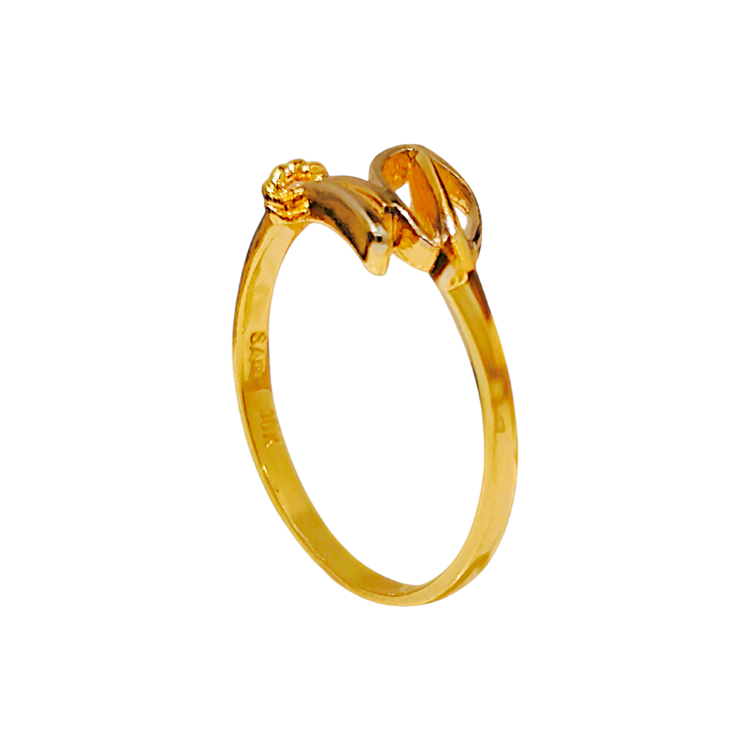 1.42g 10K Yellow Gold Openwork Leaf Ring  Delicate Botanical Bypass Band (1)