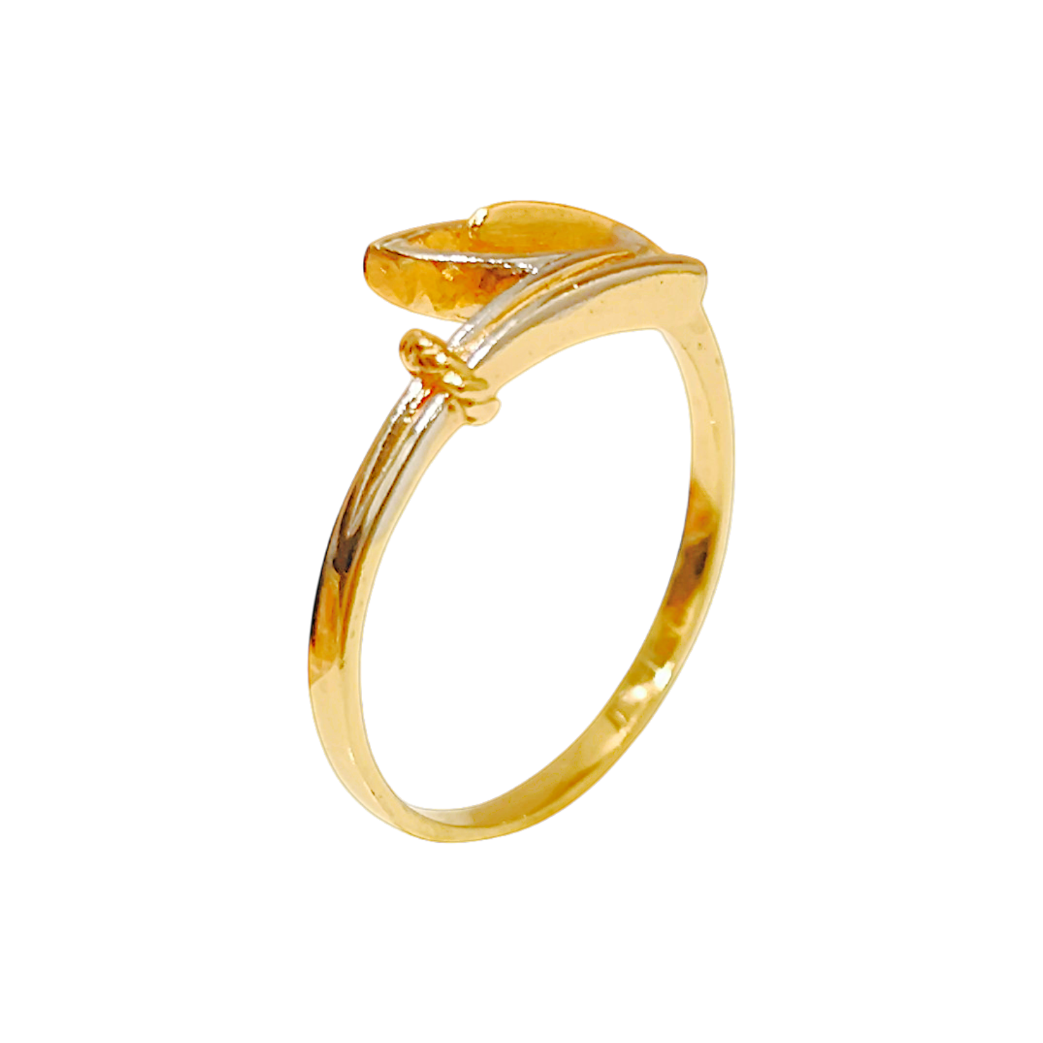 1.42g 10K Yellow Gold Openwork Leaf Ring  Delicate Botanical Bypass Band (4)