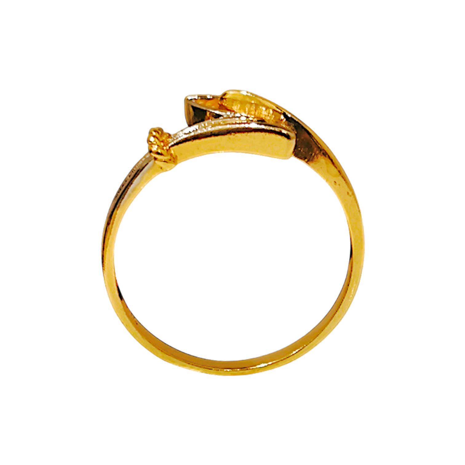 1.42g 10K Yellow Gold Openwork Leaf Ring  Delicate Botanical Bypass Band (5)