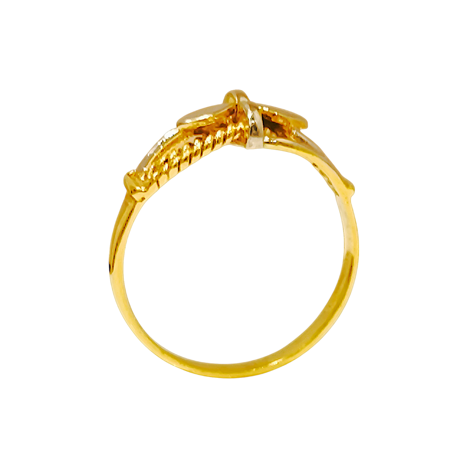 1.65g 10K Yellow Gold Marquise Openwork Ring  Rope Lace Band (6)