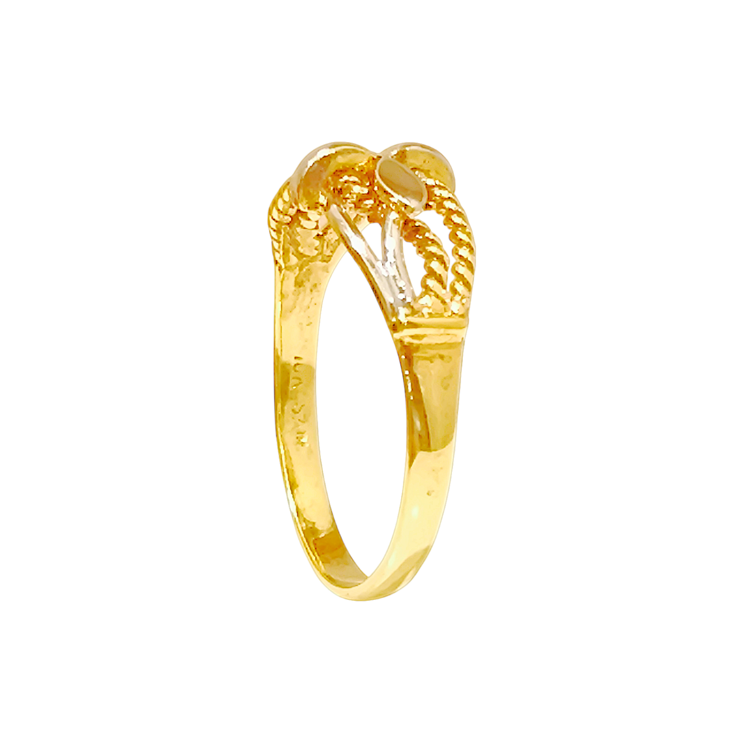 1.65g 10K Yellow Gold Marquise Openwork Ring  Rope Lace Band (4)