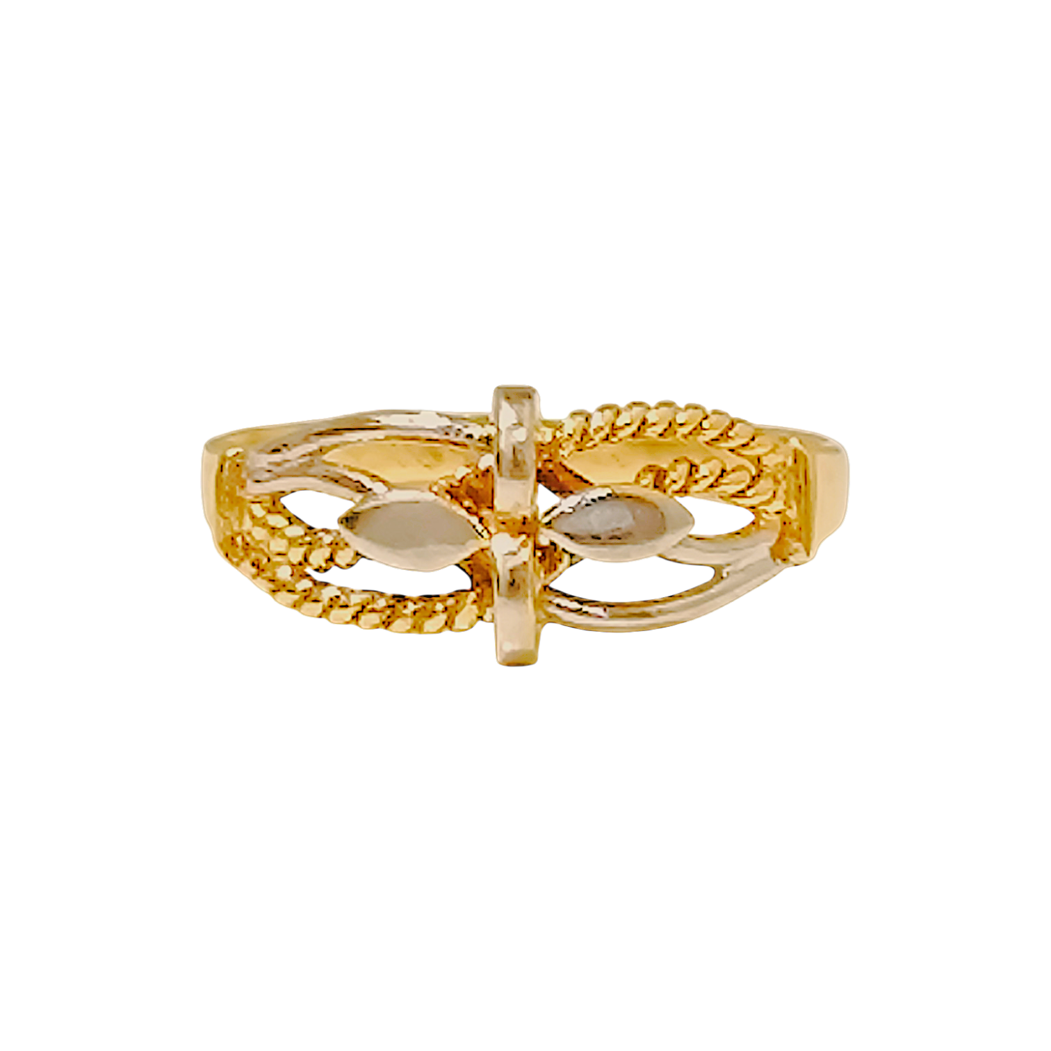 1.65g 10K Yellow Gold Marquise Openwork Ring  Rope Lace Band - 12434