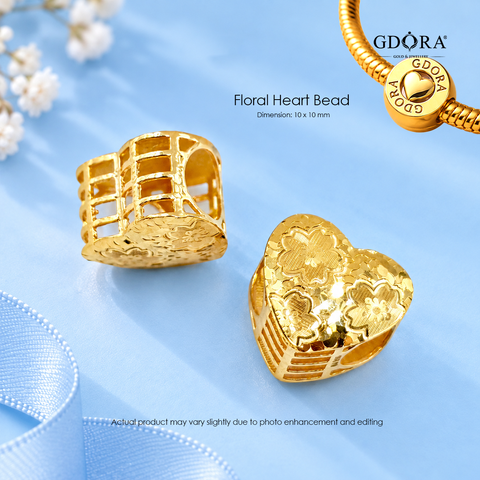 floral heart bead