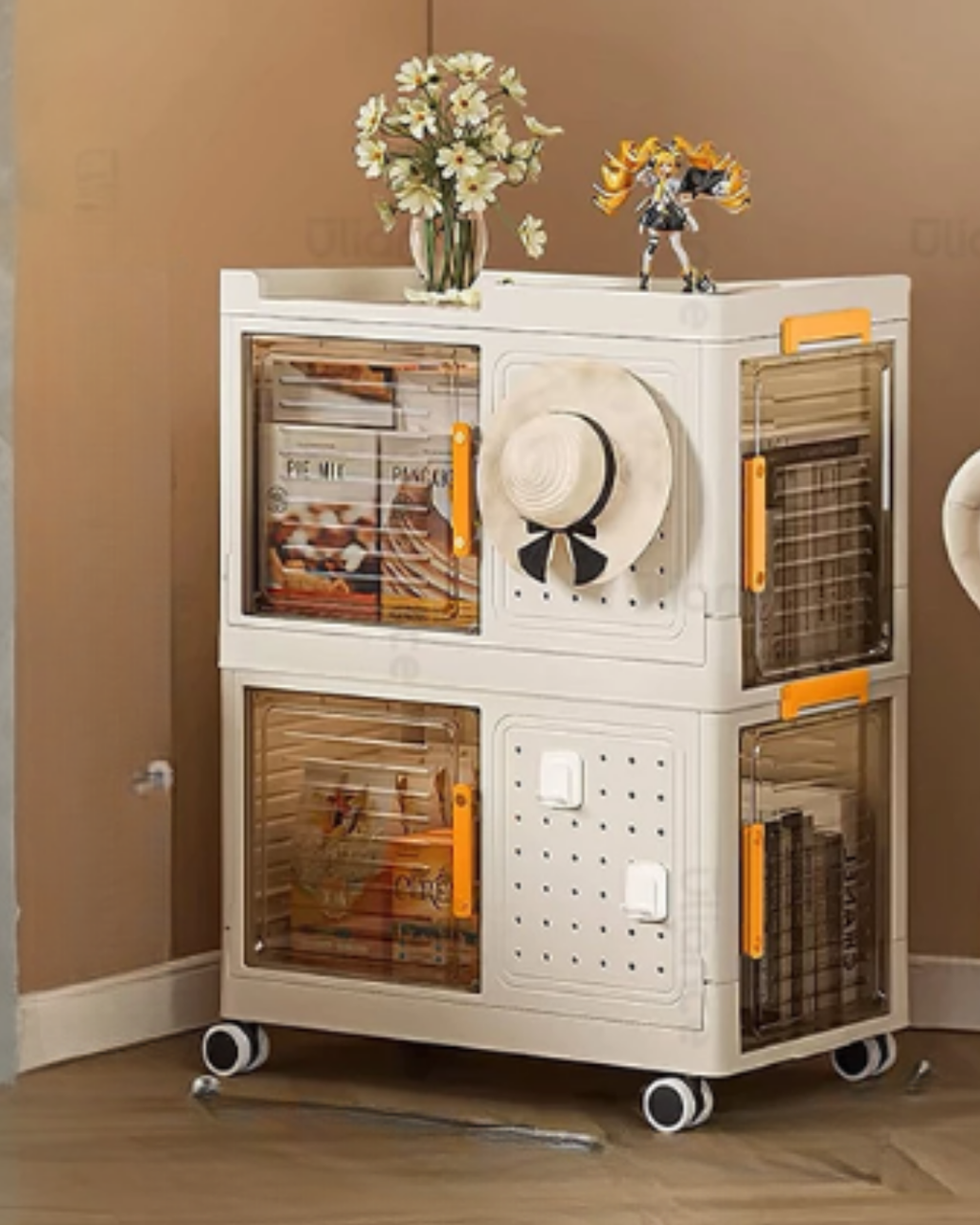 Foldable Storage Cabinet With Pegboard - NO TEXT