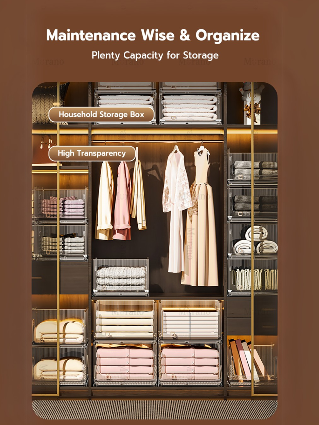 48. Stackable Clothes Organizer Foldable Closet Drawer Plastic Wardrobe Storage Box Bins