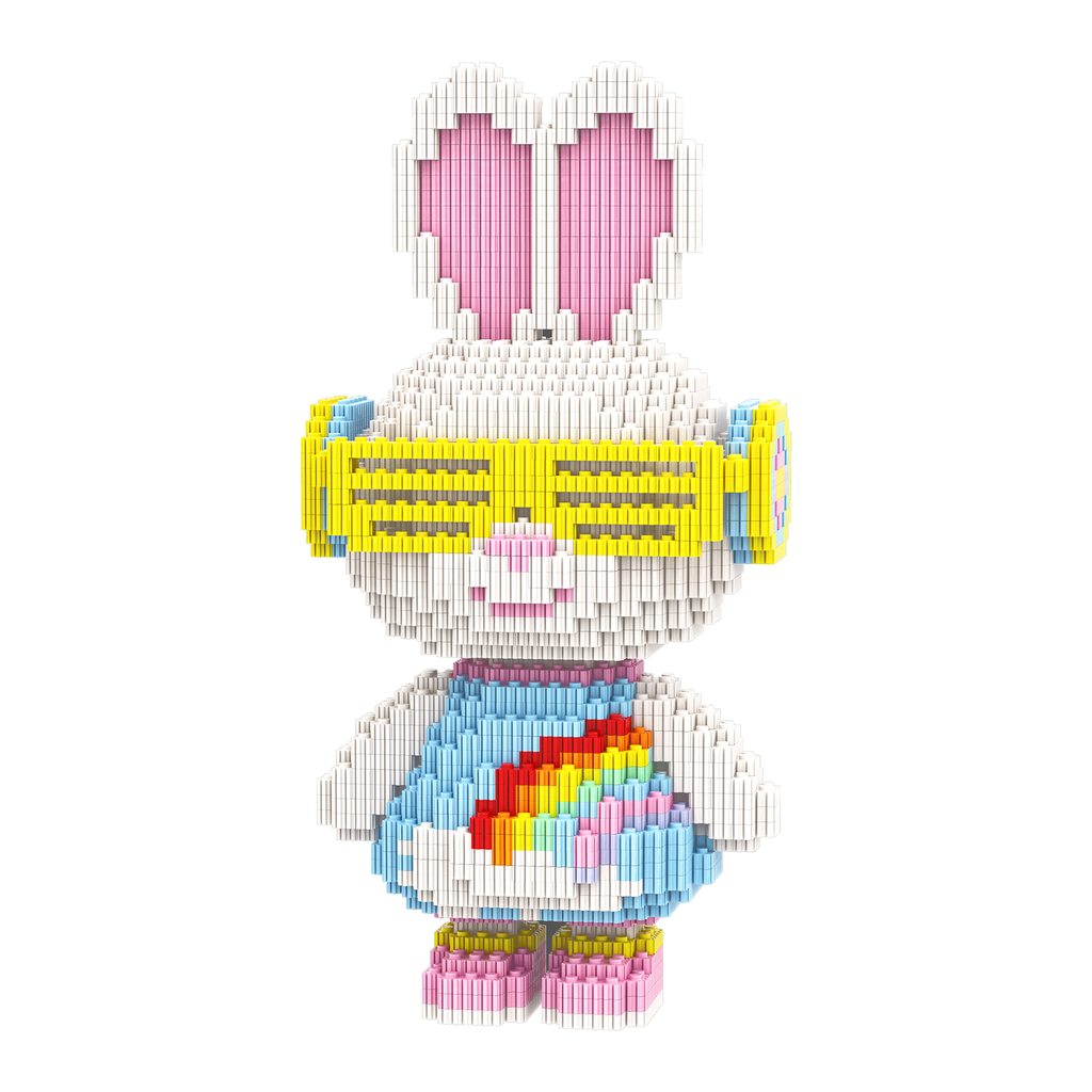 【26cm】M6501【Momo兔系列】彩虹兔-白底图