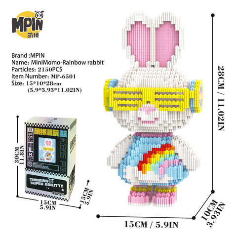 【26cm】M6501【Momo兔系列】彩虹兔-彩盒图