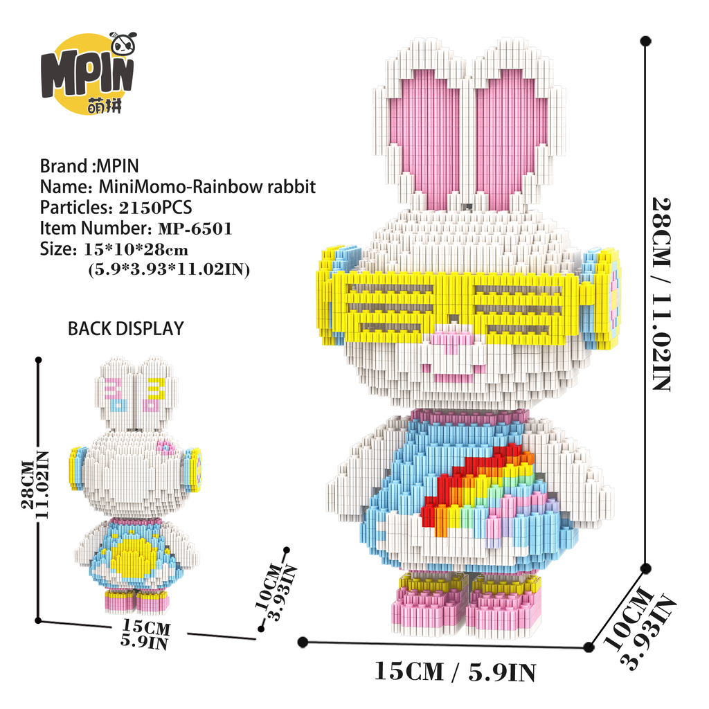 【26cm】M6501【Momo兔系列】彩虹兔-背后图