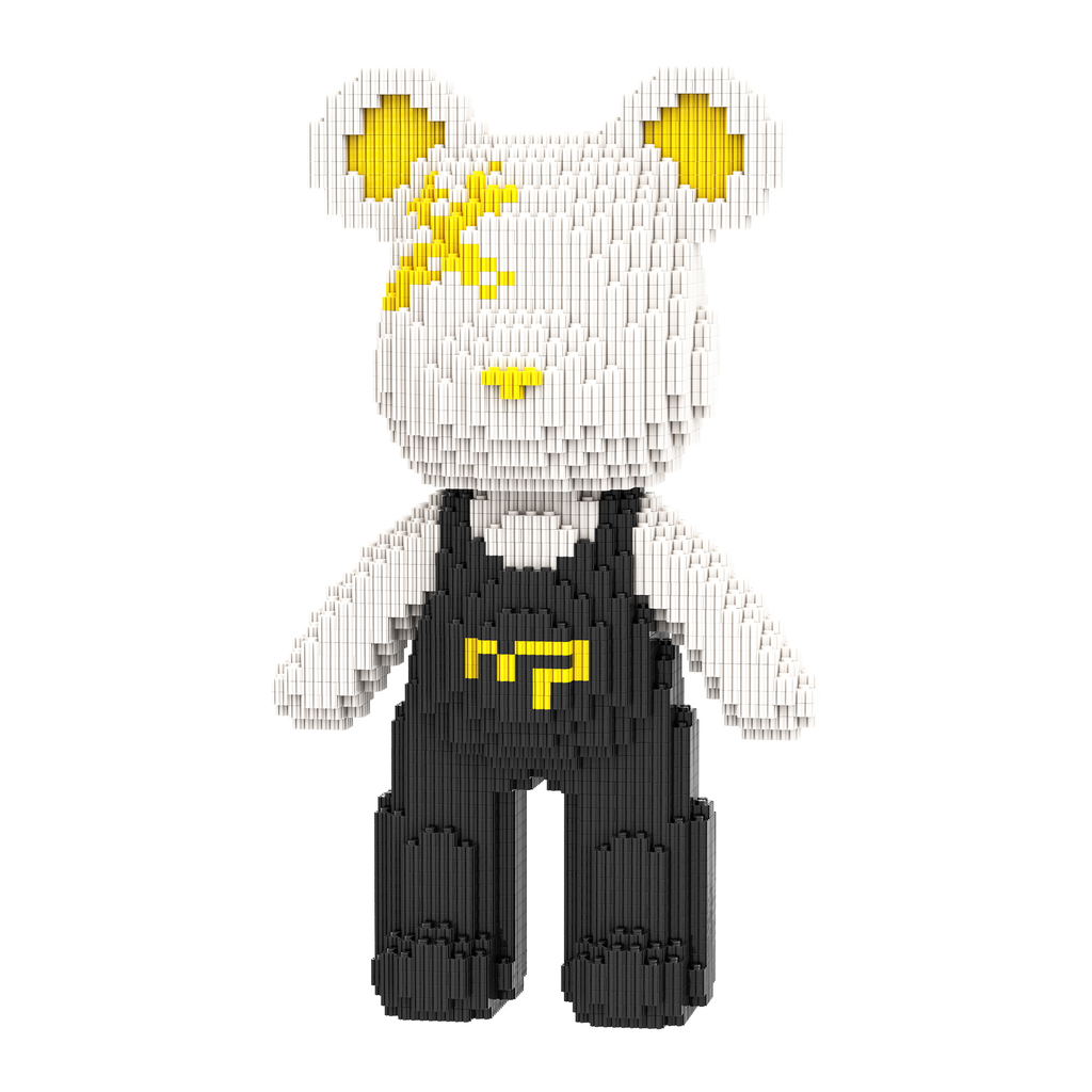 【32cm】M6639【萌力熊系列】背带熊-经典黑白A-白底图