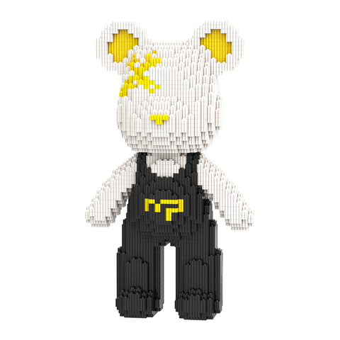 【32cm】M6639【萌力熊系列】背带熊-经典黑白A-白底图