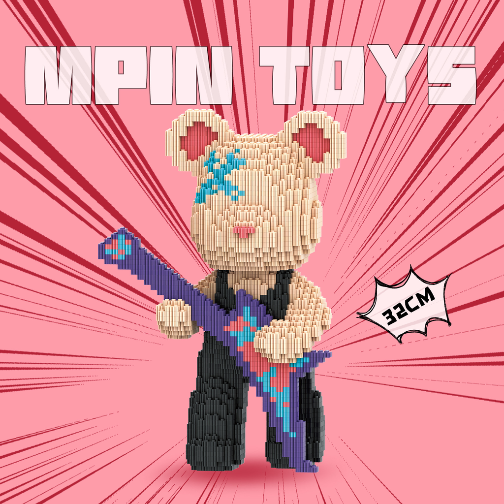 【32cm】M6626【萌力熊系列】小DY音符中号熊-线性图