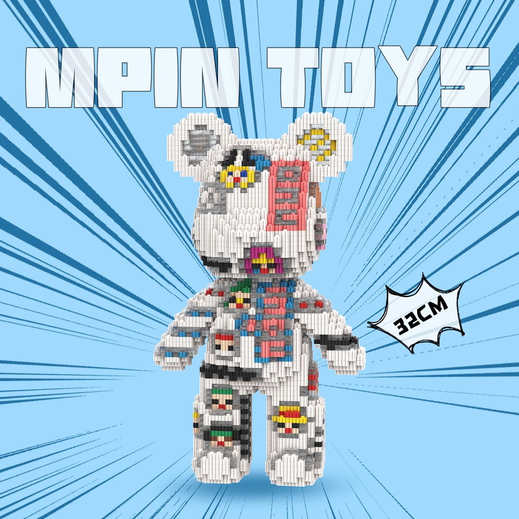 【32cm】M6605【萌力熊系列】海贼贴纸中号熊-线性图