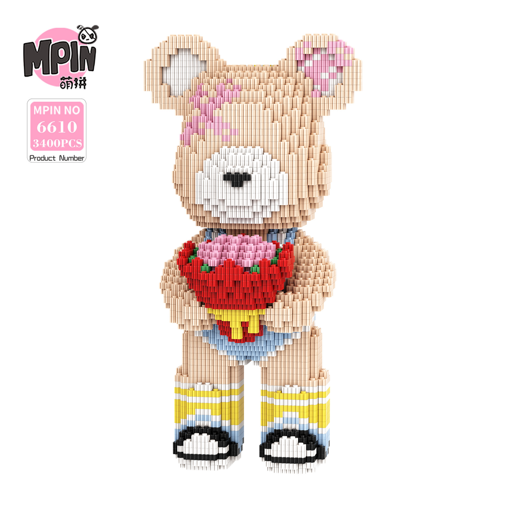 【32cm】M6610【萌力熊系列】新捧花男中号熊-白底logo图