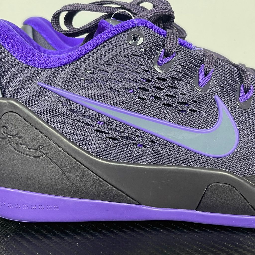 Side profile of the Nike Kobe 9 EM Low Protro TB Purple Dynasty basketball shoe IH1401-500, featuring a rich purple Engineered Mesh upper, carbon fiber heel counter, and pressure-mapped rubber outsole. Available in Singapore and Malaysia..jpg