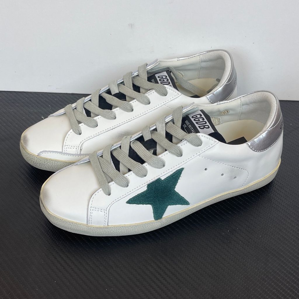 Golden-Goose-Super-Star-White-Green-Silver-G21D120-G304-Distressed-Leather-Sneaker