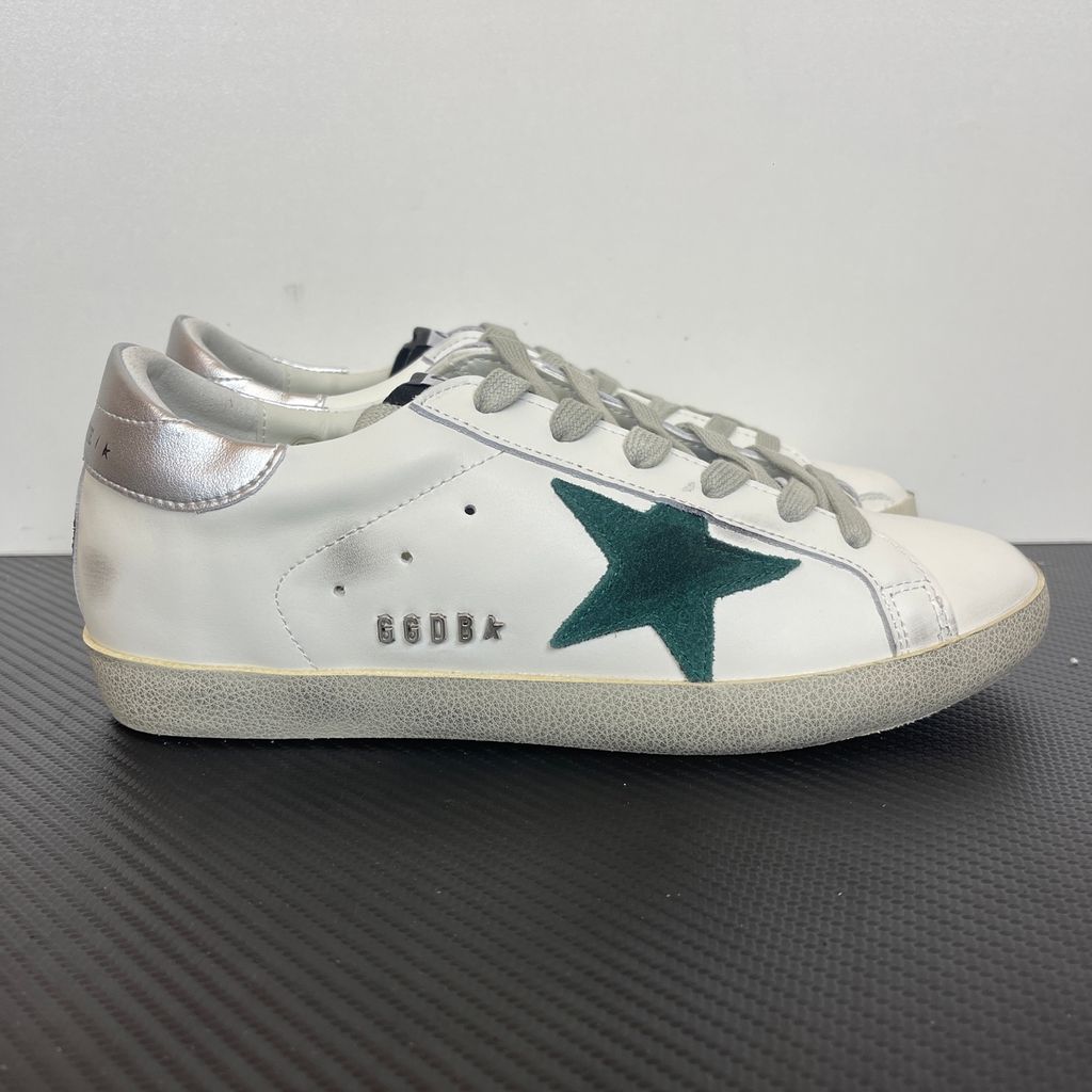 Golden-Goose-Super-Star-White-Green-Silver-G21D120-G304-Distressed-Leather-Sneaker