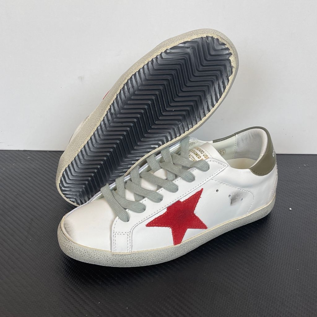 Golden-Goose-Super-Star-White-Red-Olive-G21D120-G304-Distressed-Italian-Leather-Sneaker