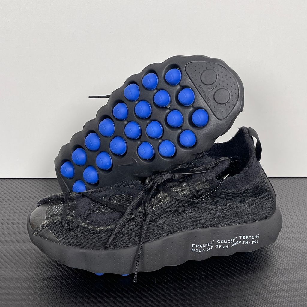Nike Mind 002 Flyknit Fragment Design Black IQ8504 002 recovery lifestyle sneaker featuring blue pressure nodes and fragment branding available at HYPEKIXK Malaysia Singapore.jpg