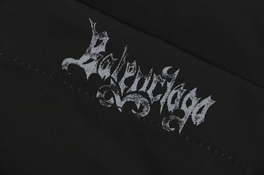 balenciaga-deconstructed-gothic-sketch-logo-black-short-sleeve-shirt-front-back