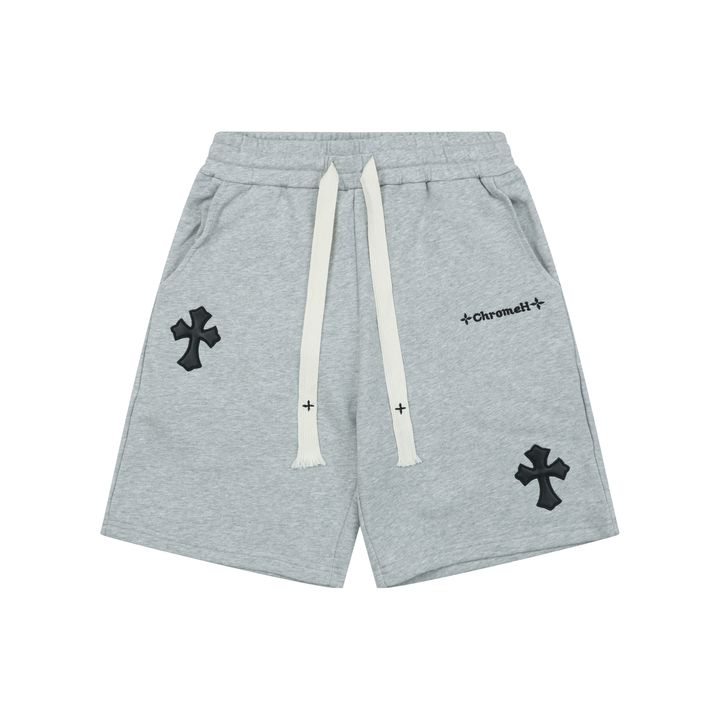 ch-double-cross-leather-patch-shorts-380g-combed-cotton