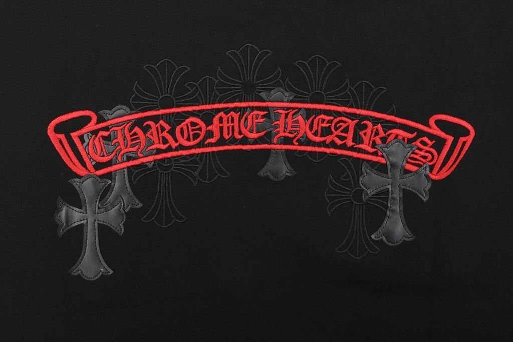 ch-red-sanskrit-cross-leather-patch-imported-machine-embroidery-detail