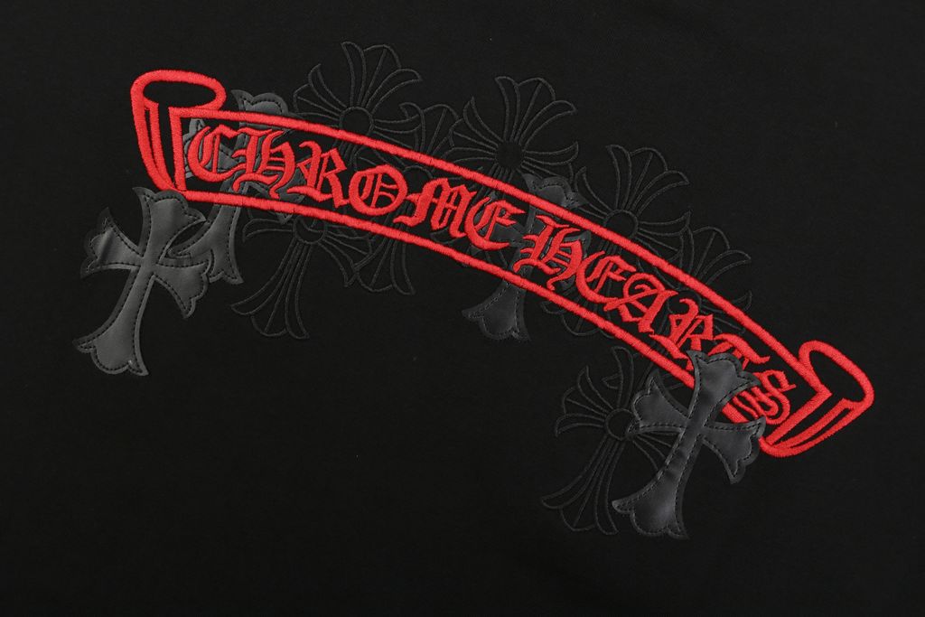 ch-red-sanskrit-cross-leather-patch-imported-machine-embroidery-detail