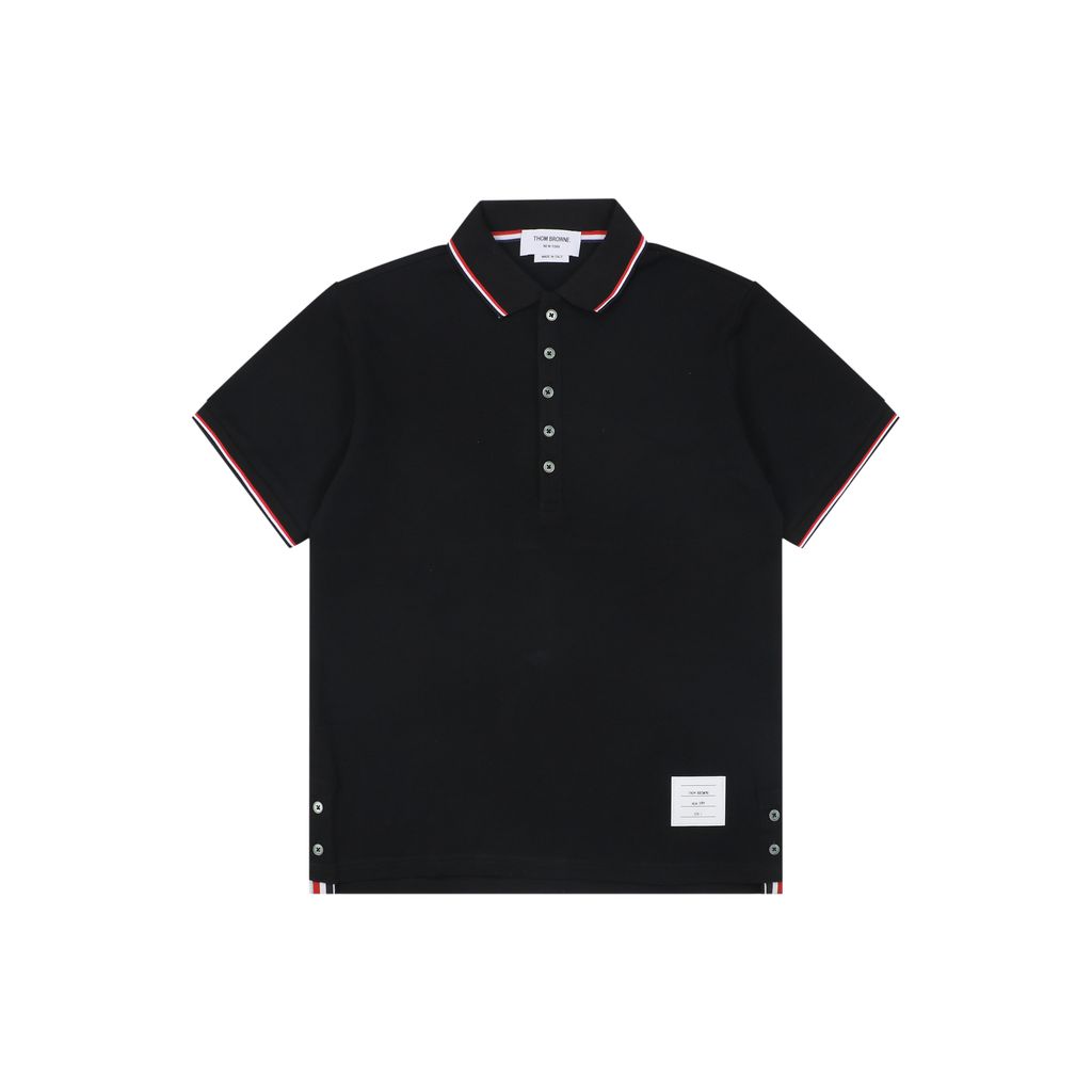 tb-t029-ribbon-ribbed-polo-short-sleeve-black-pure-cotton-pique