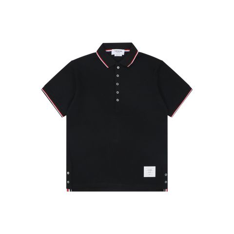 tb-t029-ribbon-ribbed-polo-short-sleeve-black-pure-cotton-pique