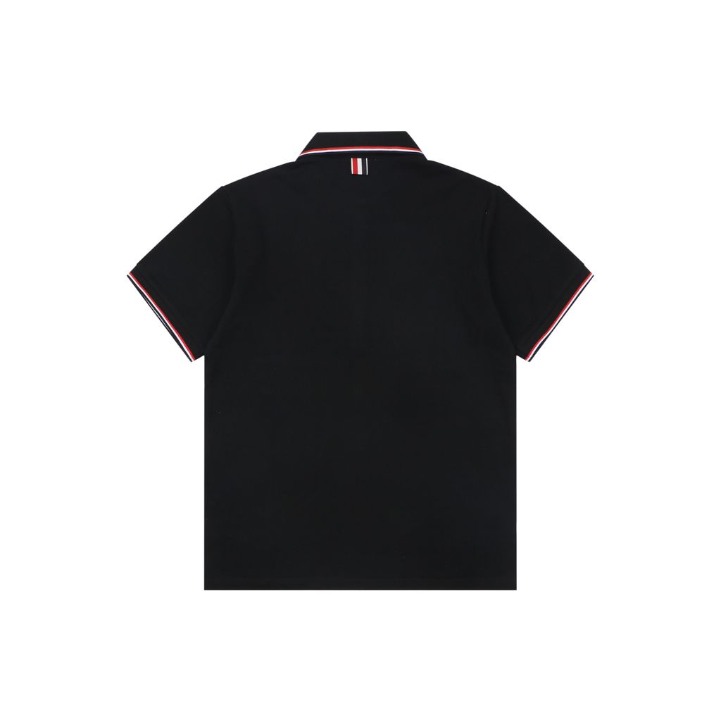 tb-t029-ribbon-ribbed-polo-short-sleeve-black-pure-cotton-pique
