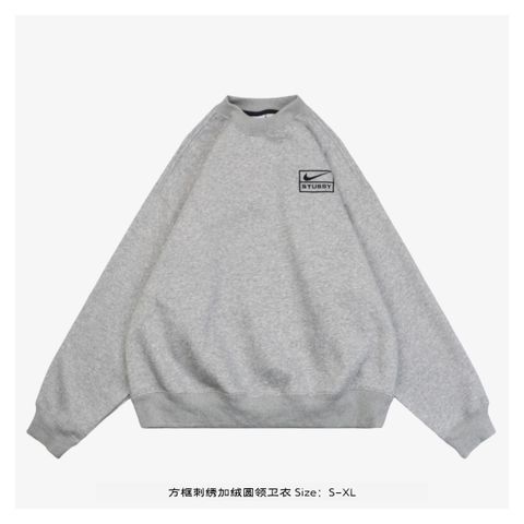 nk-x-sts-24fw-box-embroidery-fleece-hoodie-oversize-sweatshirt
