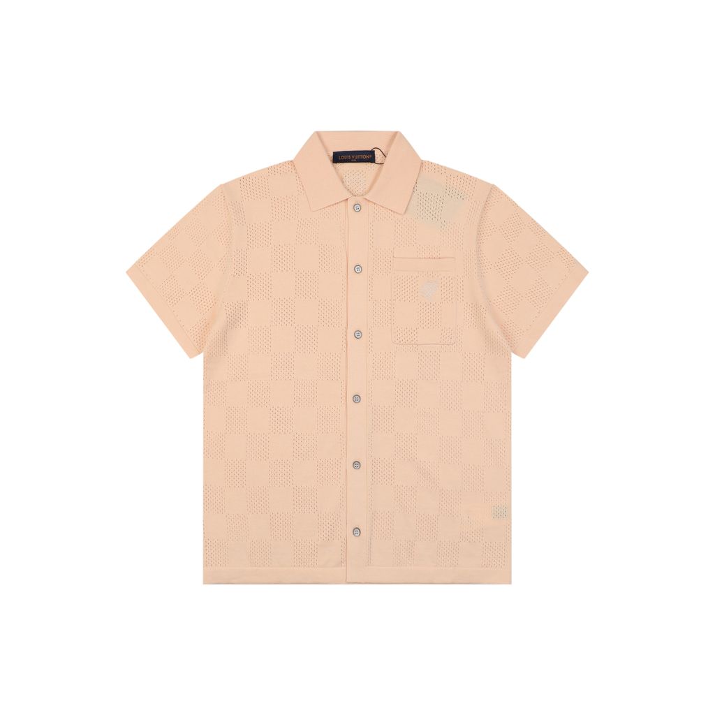 louis-vuitton-hollow-checkerboard-jacquard-short-sleeve-shirt-high-twist-cotton