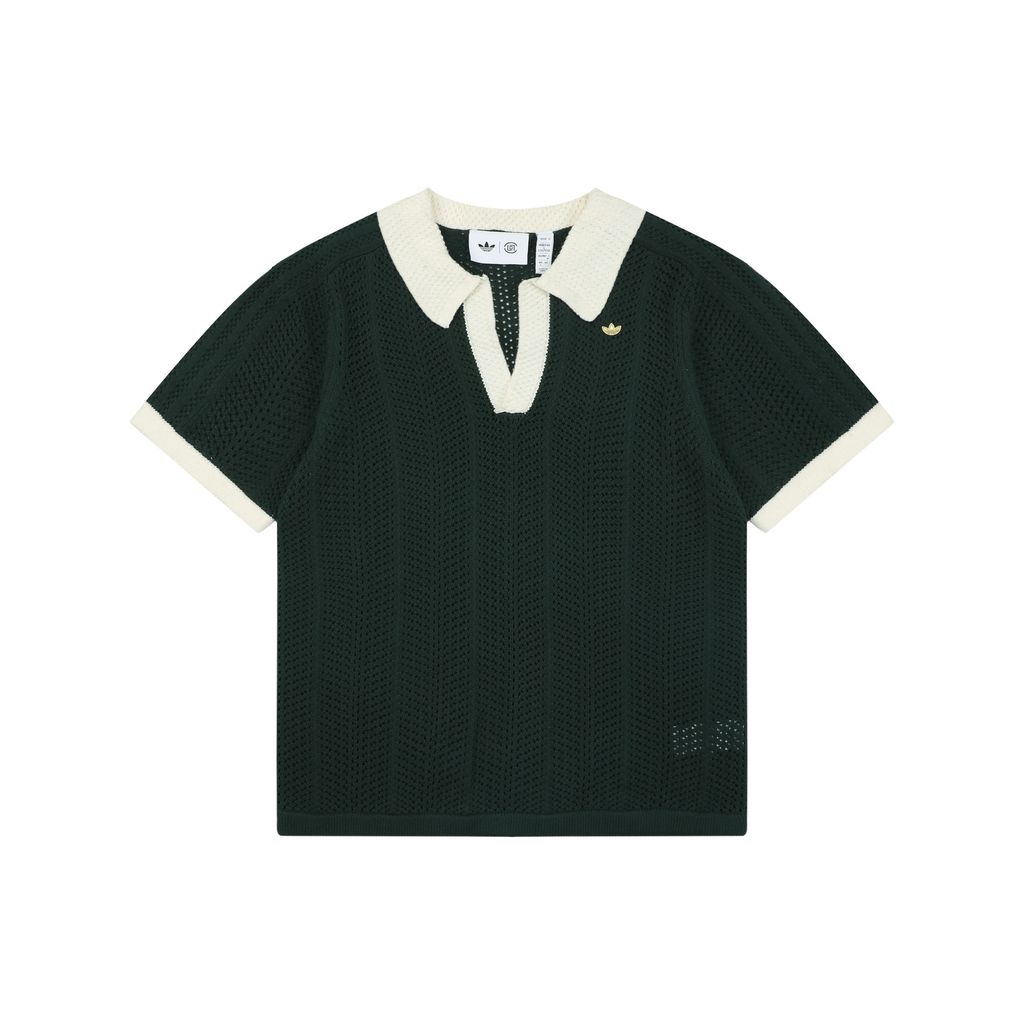 adidas-three-stripe-hollow-v-neck-polo-short-sleeve-breathable-mesh