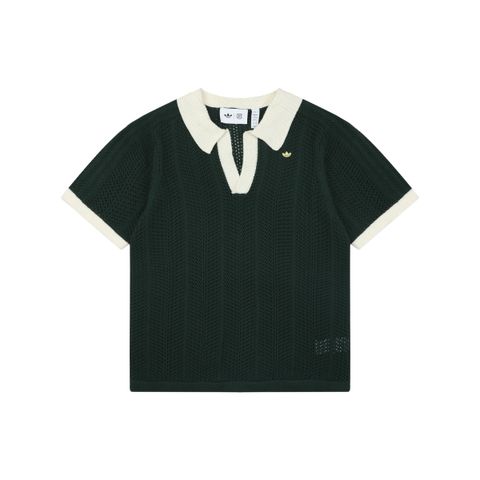 adidas-three-stripe-hollow-v-neck-polo-short-sleeve-breathable-mesh