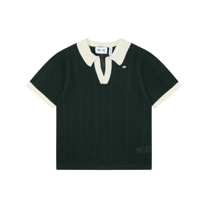 adidas-three-stripe-hollow-v-neck-polo-short-sleeve-breathable-mesh