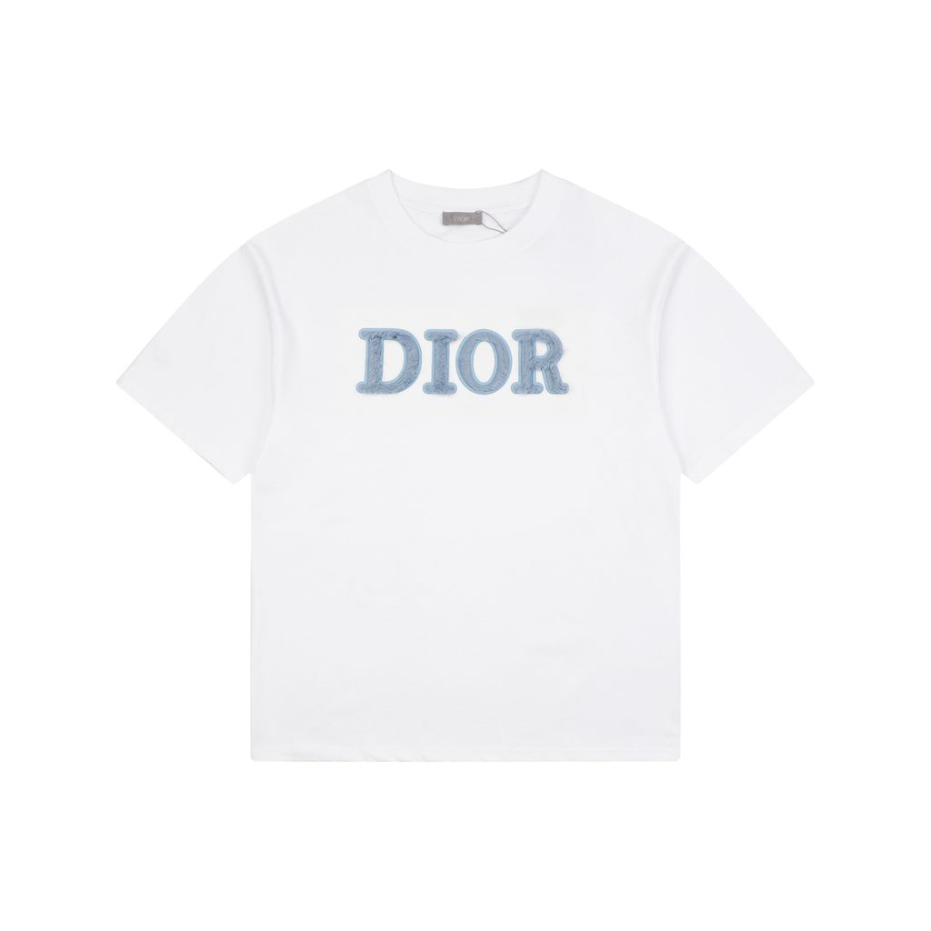CD Blue Velvet Dio Letter Embroidered T-Shirt Front View