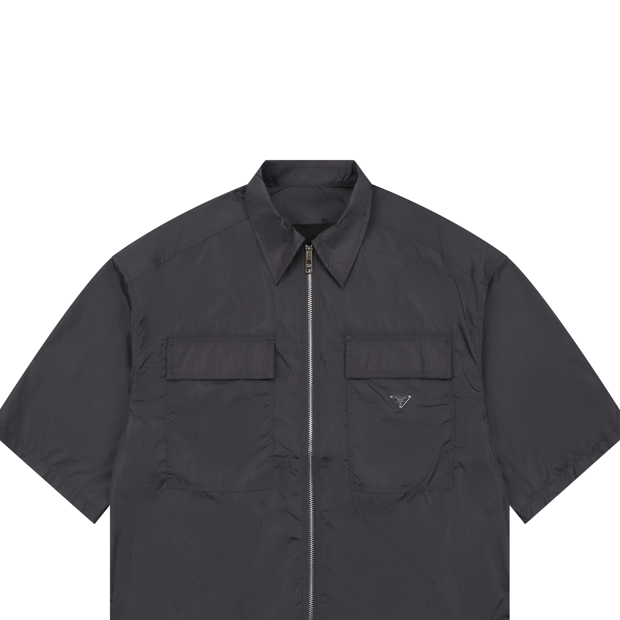 Prada Nylon Double Pocket Triangle Logo Short Sleeve Shirt
