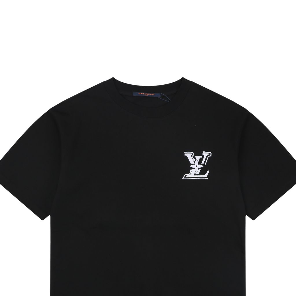 louis-vuitton-monogram-letter-embroidery-short-sleeve-t-shirt-loose-fit