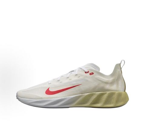 Nike Ava X retro running sneaker in Metallic Silver, Sail, and Midnight Navy, featuring a breathable mesh upper and responsive Cushlon midsole, SKU HM9697-003.