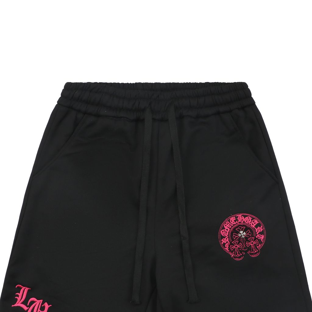 chrome-hearts-inspired-pink-embroidery-unisex-streetwear-shorts